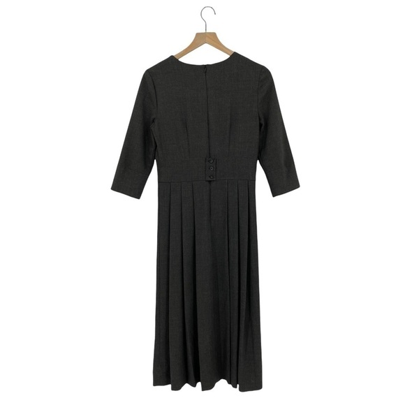 Hazel Brown Collection 100% Wool Midi Pleated Dress Gray Size 2 (Extra Small) - Picture 4 of 8